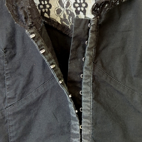 Malcolm & Co. 90's Vintage Whimsigoth Floral Lace Long Sleeve Blouse Black M - Picture 6 of 10